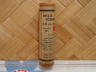 Wwii Iodine Tincture Usp Wood Tube Mine Safety Appliances First Aid Kit Medical
