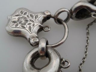 Vintage Antique Victorian C1880 Sterling Silver Curb Bracelet & Padlock Clasp (E4 7
