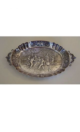 Charming Vintage Sterling Silver B.  M.  L Boaz Moses Landeck Tray Dutch C.  1900s
