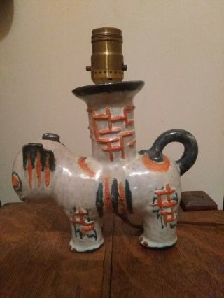 Rare Wiener Werkstatte Figural Pottery Cat Lamp Kitty Rix Fully Marked