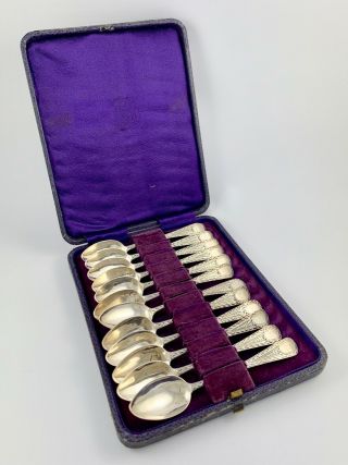 V.  Rare Set Of 12 Scottish Provincial Montrose Silver Teaspoons Circa 1835