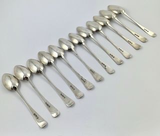 V.  RARE SET OF 12 SCOTTISH PROVINCIAL MONTROSE SILVER TEASPOONS CIRCA 1835 5