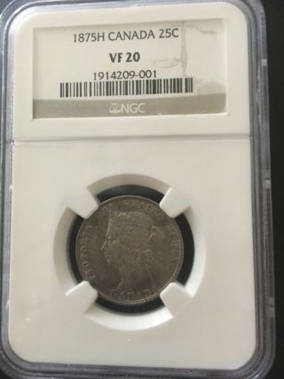 Canada Canadian NGC VF 20 1875 H Quarter 25 Cents RARE 2