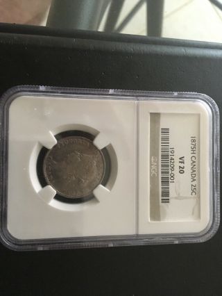 Canada Canadian NGC VF 20 1875 H Quarter 25 Cents RARE 4