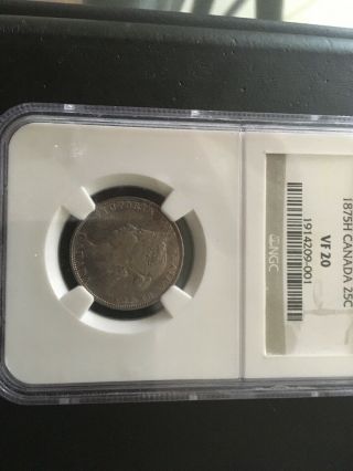 Canada Canadian NGC VF 20 1875 H Quarter 25 Cents RARE 5