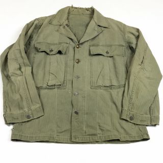 Vintage Wwii Us Army Hbt Green Cotton Shirt Jacket Sz Large?