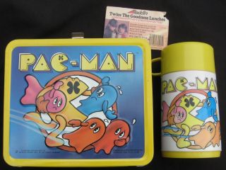 Vintage Pac - Man Lunchbox & Thermos - Video Game - Man Cave (1980) C - 9 Minty