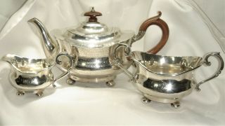 A Gorgeous Edwardian Solid Silver Three Piece Bachelors Tea Service Williams Ltd