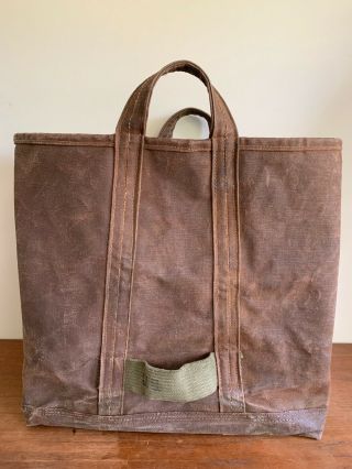 Ultra Rare Collectible WWII US Military LL Bean Boat Tote Heavy Waxed Canvas Bag 7