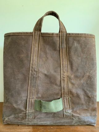 Ultra Rare Collectible WWII US Military LL Bean Boat Tote Heavy Waxed Canvas Bag 9