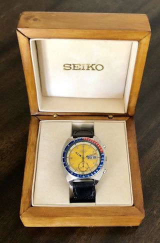 Seiko 6139 - 6005 Pogue Automatic Stainless Steel Chronograph Watch - Seiko Box