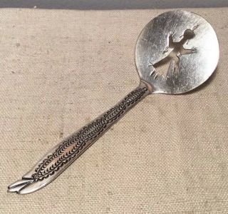 Navajo Antique Native American Sterling Silver Kachina Ornate Spatula Server