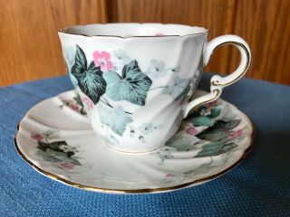 Vintage Ivy And Floral Tea Cup And Saucer Bone China Made In England