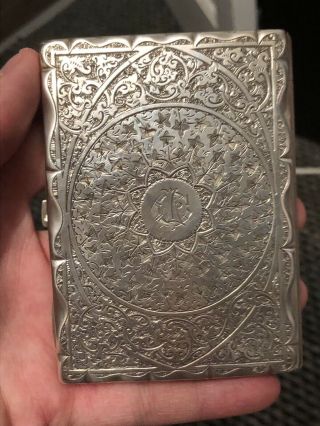 Magnificent Victorian Solid Silver Cigarette Case.  Box 3