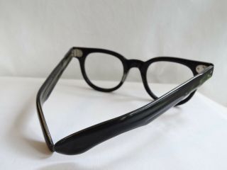 True Vintage oTe Tart Opt FDR Black Wide Hornrim 1960 ' s Eyeglass Frames 48/24 7