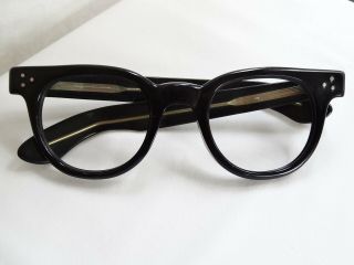 True Vintage oTe Tart Opt FDR Black Wide Hornrim 1960 ' s Eyeglass Frames 48/24 8