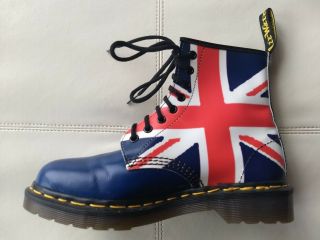 DOC DR.  MARTENS BULLDOG UNION JACK FLAG BOOTS RARE VINTAGE MADE IN ENGLAND 6UK 3