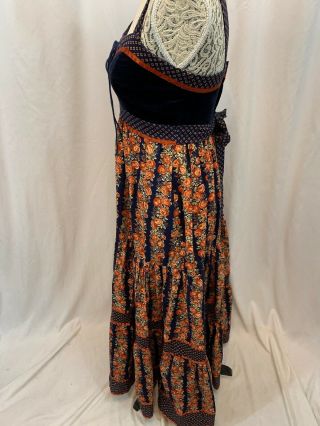 Vitg 70s Jessica Gunne Sax Long Corset Floral Prairie Hippy Boho Summer Dress 6