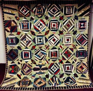 Very Rare 50’s African American Outsider Self Taught Folk Art Cherry Creek Quilt