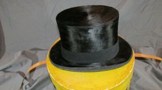Antique Victorian Era Beaver Silk Top Hat With Vintage Dobbs Hat Box