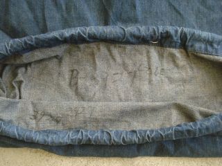 Vintage 1940 ' s WWII WW2 US Navy USN Military Indigo Denim Laundry Bag Barracks 7