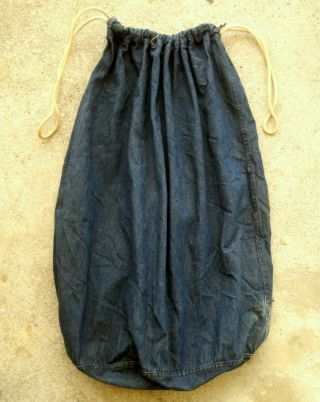 Vintage 1940 ' s WWII WW2 US Navy USN Military Indigo Denim Laundry Bag Barracks 8