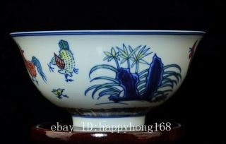 CHINESE PORCELAIN BOWL HAND - PAINTED chicken QIANLONG MARK b01 2