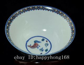 CHINESE PORCELAIN BOWL HAND - PAINTED chicken QIANLONG MARK b01 5