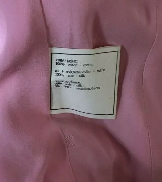 Rare Vtg Chanel 90s Pink Black Logo Button Crop Jacket XS SS1995 11