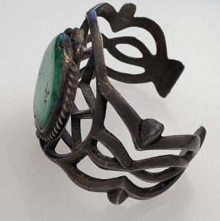 Vintage Large Turquoise Sterling Silver Cuff Bracelet WB9 - STC5 4