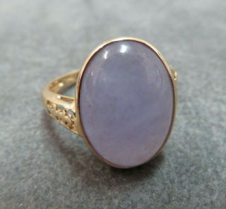 Vintage 14k Solid Yellow Gold Purple Jade Ring Size 7 / 3.  76 Gram