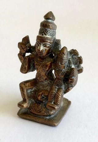 Antique Indian Figure Oriental Bronze Uma Maheshwara Deity Krishna 19th Century