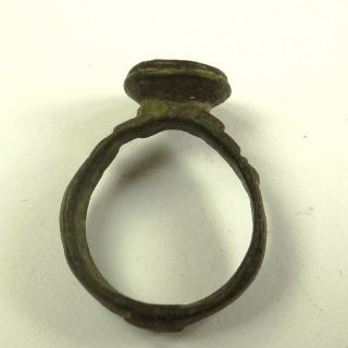 ANCIENT ARTIFACT BYZANTINE BRONZE RING SEAL WITH CROSS 3