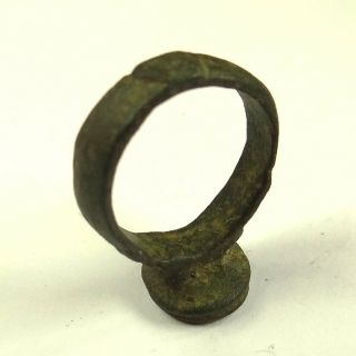 ANCIENT ARTIFACT BYZANTINE BRONZE RING SEAL WITH CROSS 4