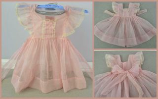 Vintage 50s Castro Sheer Swiss Dot Pale Pink Baby Toddler Girl 