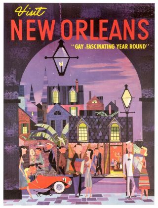 Vintage Travel Poster Visit Orleans By Robert Blanchard C1955 Gay