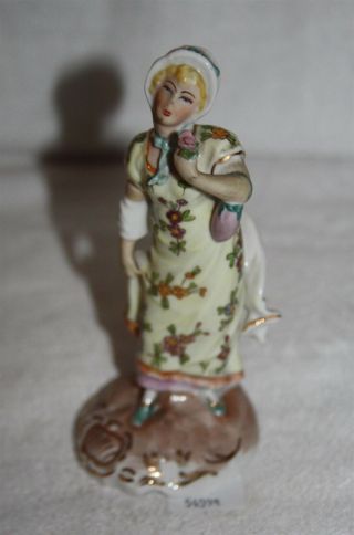 Thriftchi Dresden German Porcelain Victorian Lady W Flower Figurine