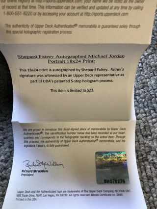 Michael Jordan Shepard Fairey Signed Uda x 3 Print Set 18x24 Rare Ltd.  523 9