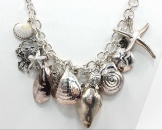 Teocalli 925 Sterling Silver Mexico Nautical Shell Charm Toggle Necklace