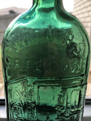RARE Warners Safe Cure FRANKFURT Teal Green Bottle 4