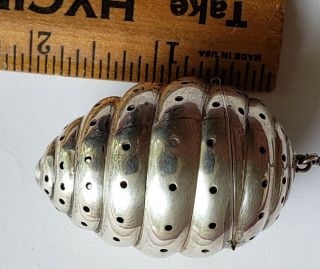 Rare Bee Hive,  Hornets Nest FIGURAL STERLING Silver TEA BALL,  Antique strainer 10