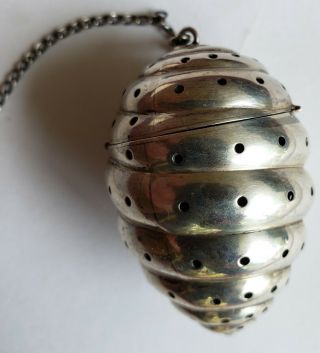Rare Bee Hive,  Hornets Nest FIGURAL STERLING Silver TEA BALL,  Antique strainer 2