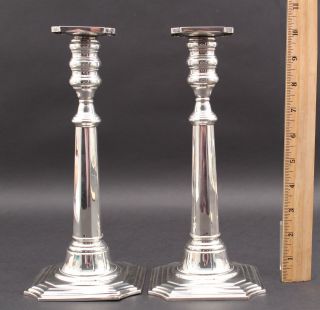 Pair Antique Redlich & Company,  Sterling Silver Stepped Base Candlesticks,  Nr