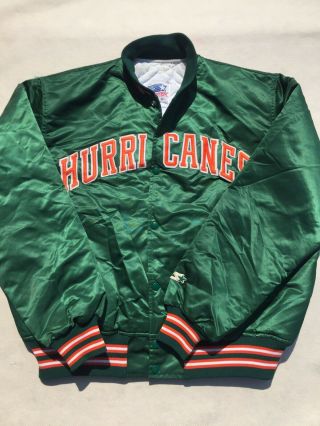 Vintage 80’s 90’s Miami Hurricanes Satin Starter Jacket Size Xl Rare Stitched