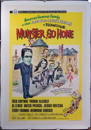 1966 Munster,  Go Home One Sheet Movie Poster Universal Vintage