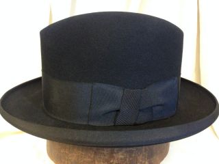 Vintage Lock & Co.  Hatters For Brooks Brothers Mens Black Homburg Hat - 7 1/4