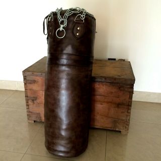 Vintage Dark Brown Leather | Boxing Gym Punch Bag,  Gloves,  Punch Ball & Fitting 2