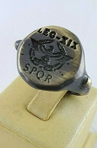 Ancient.  Legio Xix Spqr Bronze Ring - Vintage - Antique Roman - Bronze - Rare