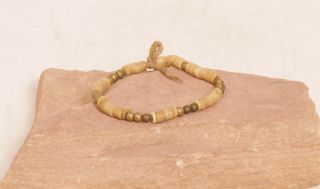 Antique Great Plains Bracelet with Brass Beads on Leather 7 