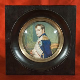 Stunning Antique Napoleon Miniature Painting Portrait Signed L.  F.  Aubry 19th C